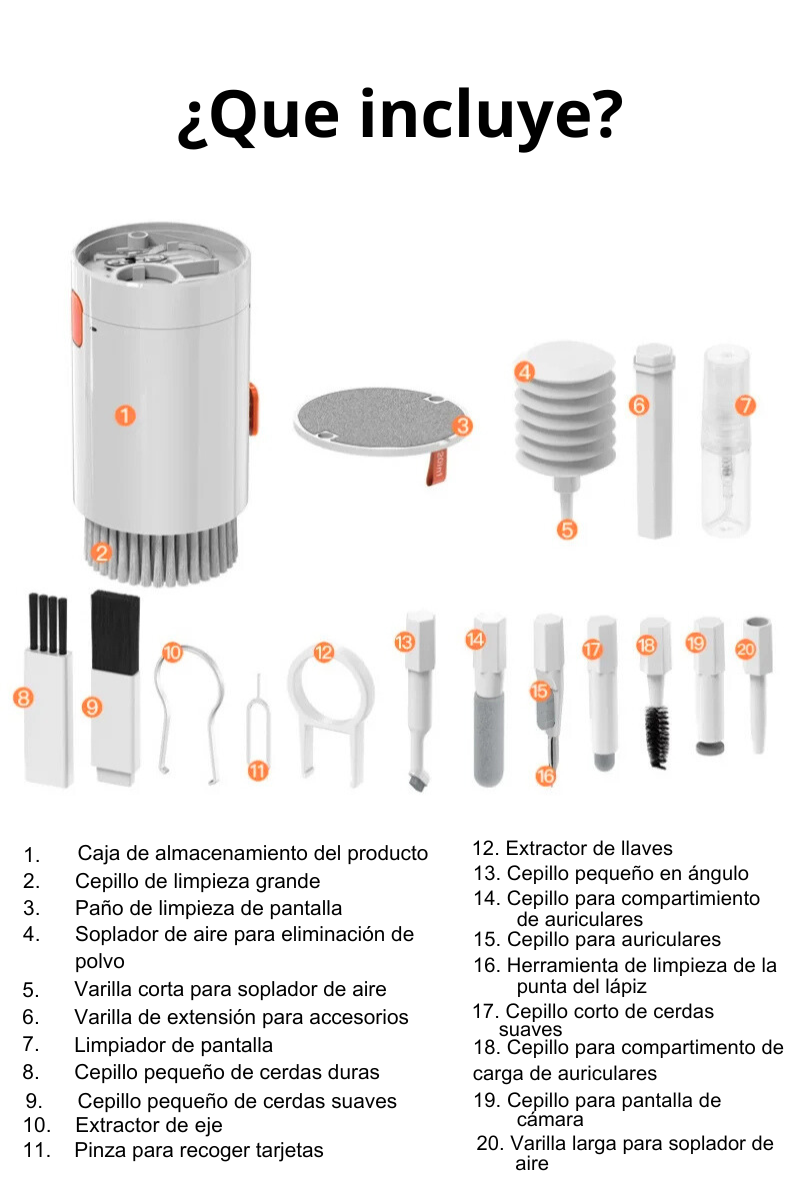 Kit de Limpieza Multifuncional 20x1 para Dispositivos Electrónicos